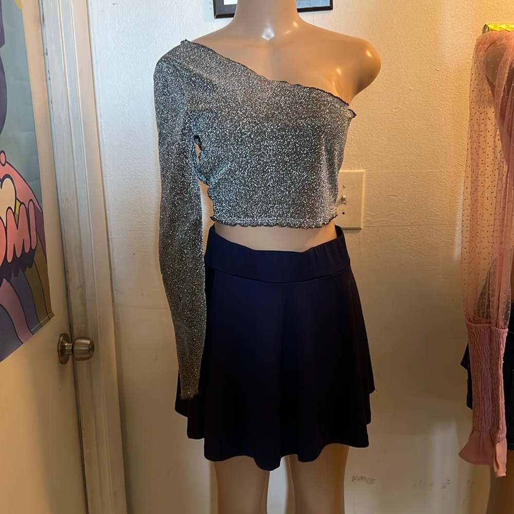 Sexy glitter top with skater skirt